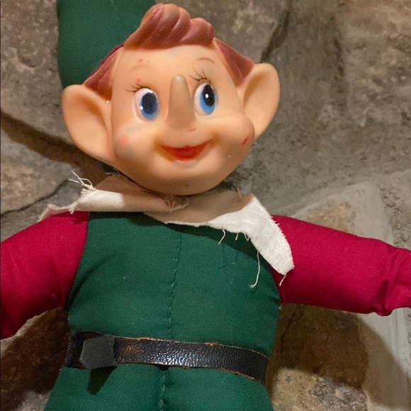 Vintage 50/60s plastic Face x Plush Elf Doll. - Picture 6 of 11